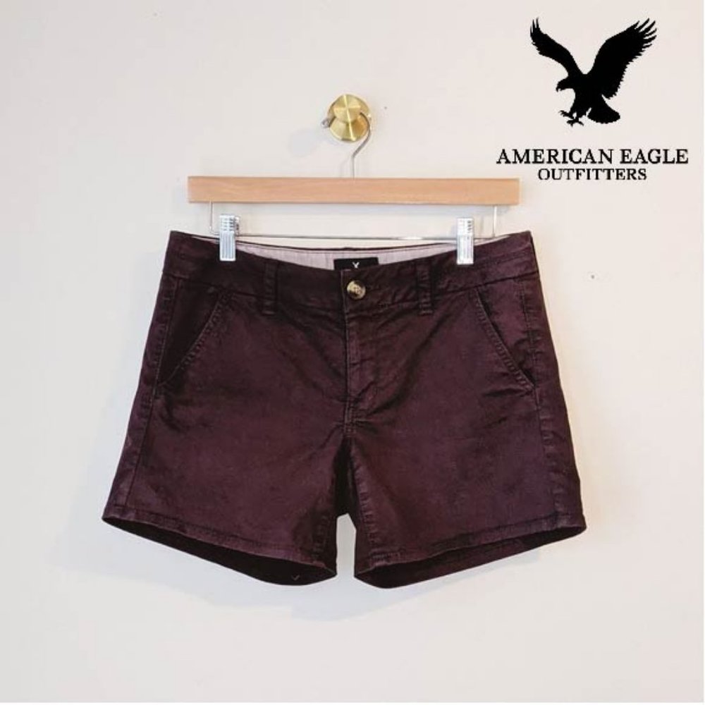 American Eagle Twill Chino Midi Shorts Purple SZ 6